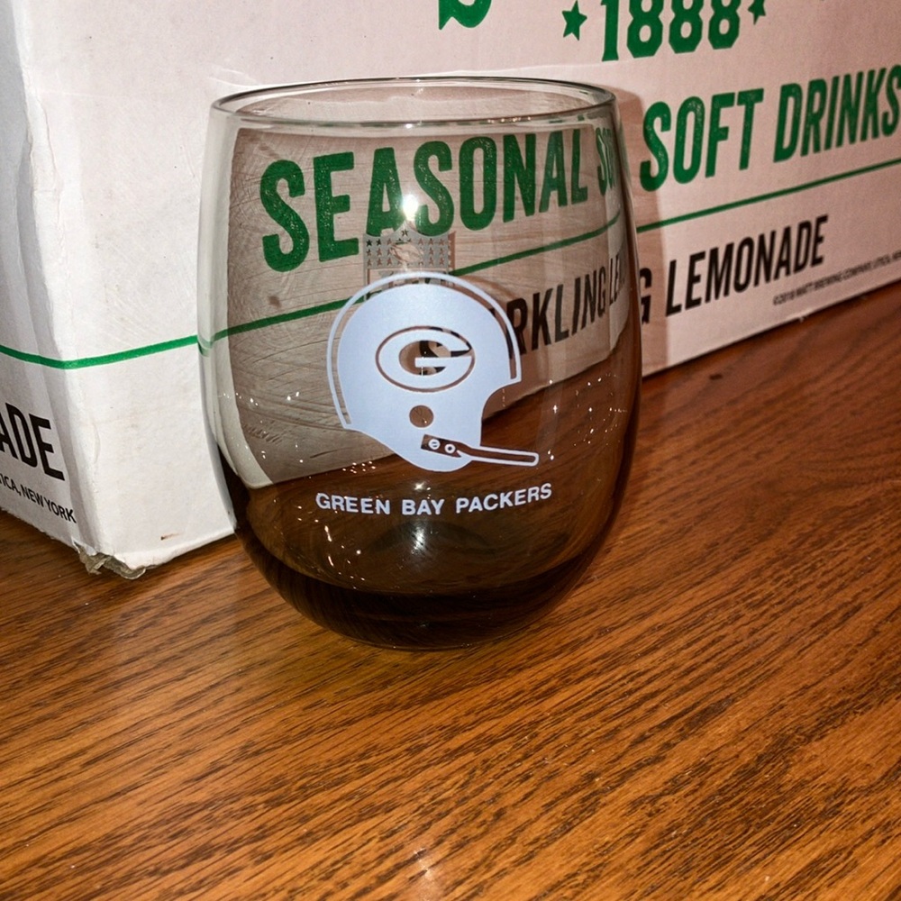 Vintage Green Bay Packers Helmet NFL Tall Roly poly glass